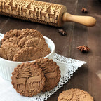 Embossed Wooden Rolling Pin | Holiday Cookie Engraver | Handcrafted Beech Wood | JollyRoller