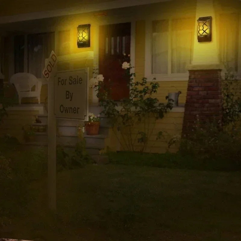 Solar-Torch FlammaLuce | 96 LED Flame Light | IP65 Waterproof | Garden Wall Lamp with Grid Design