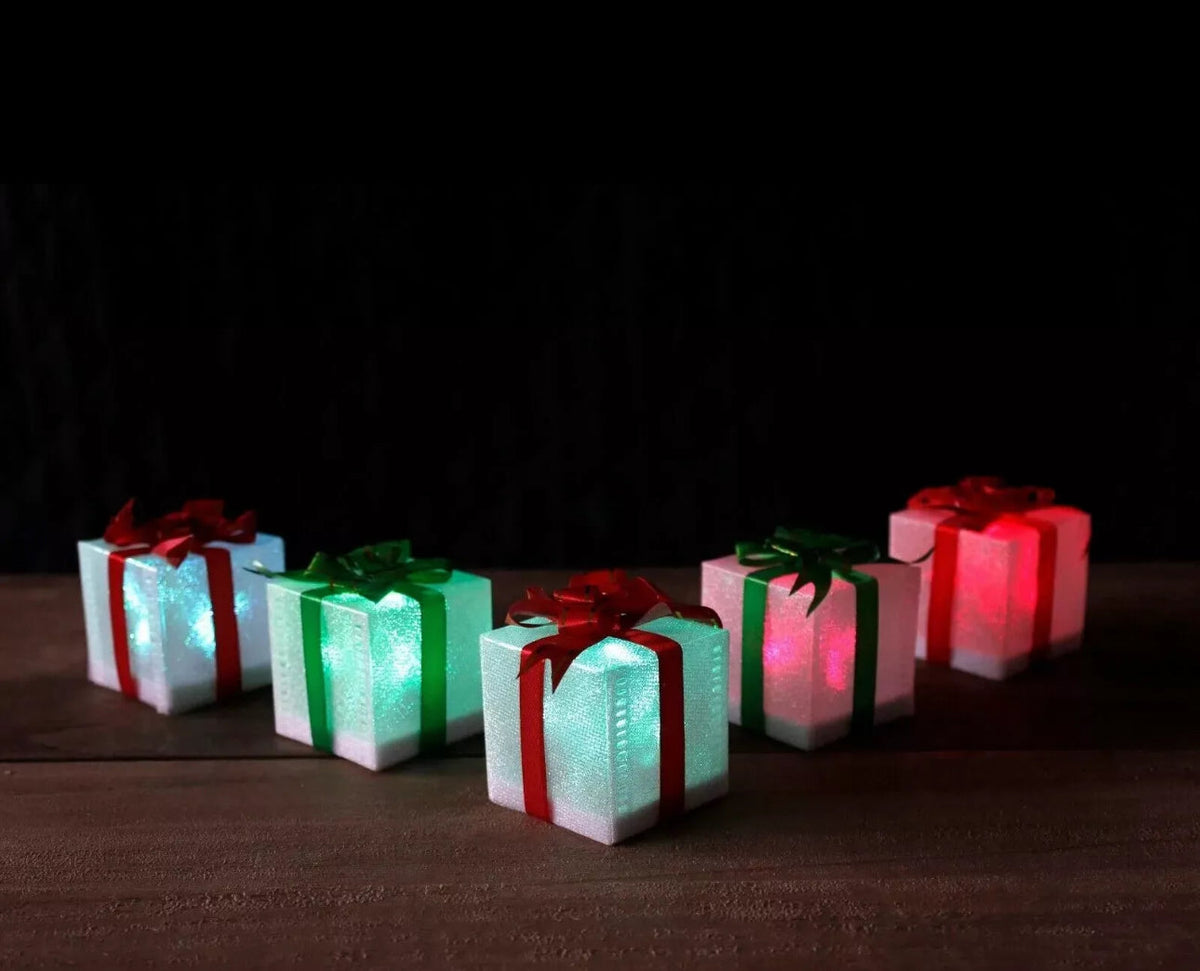 5x LED Mini Gift Box Decorations
