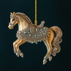 Christmas Ornament Horse Acrylic Rhinestone Hanging Tree Decor