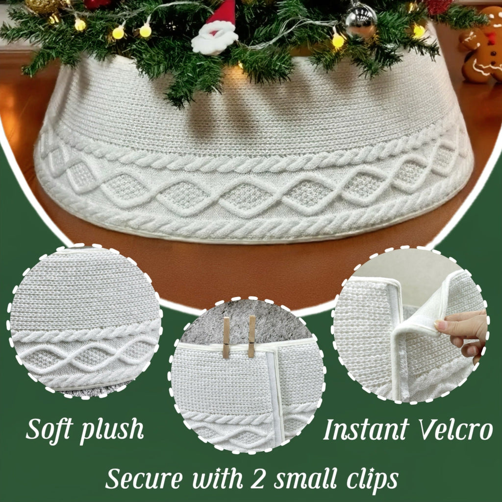 Luxury Knitted Christmas Tree Skirt – Cozy Apron Scene Decoration Base