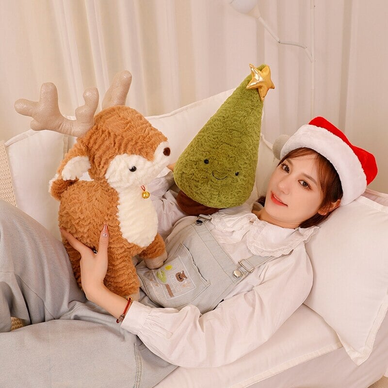 Fluffy Christmas Tree Reindeer Plushie