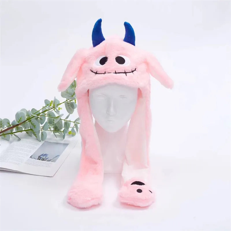 BunnyBounce Plush Hat with Moving Ears for Kids & Adults
