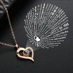 I love you Roses Bloom Necklace in 100 languages gift set