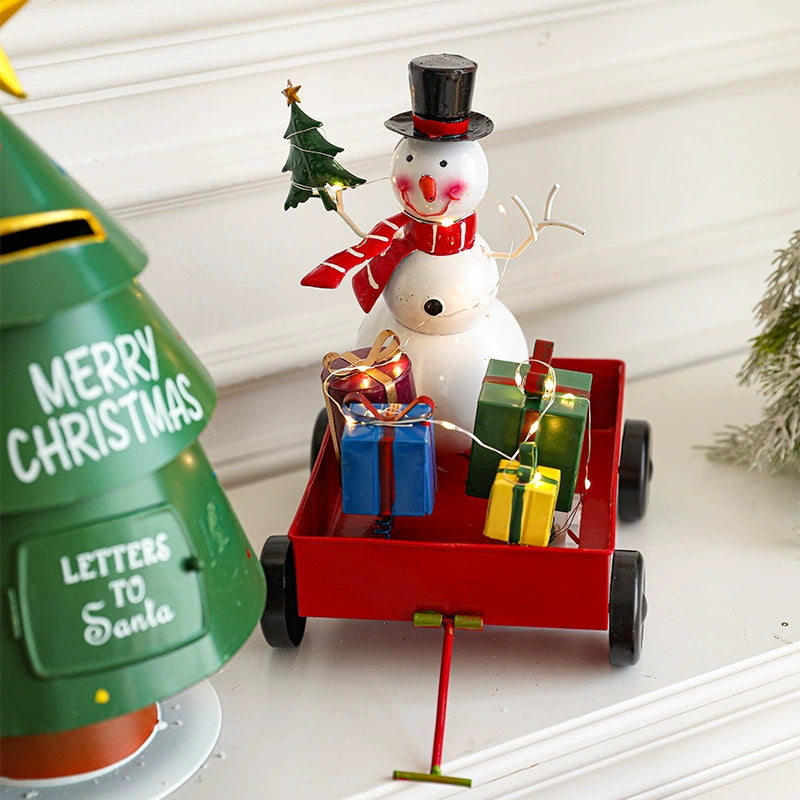 Christmas Iron Sleigh Train Decoration — Festive Holiday Desktop Ornament