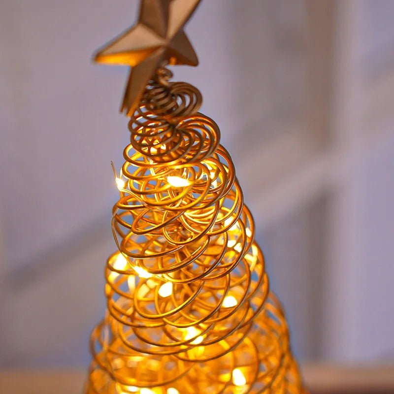 LED Wrought Christmas Tree Spiral Light Table Ornament – Elegant Atmosphere Lamp for Bedroom & Holiday Décor