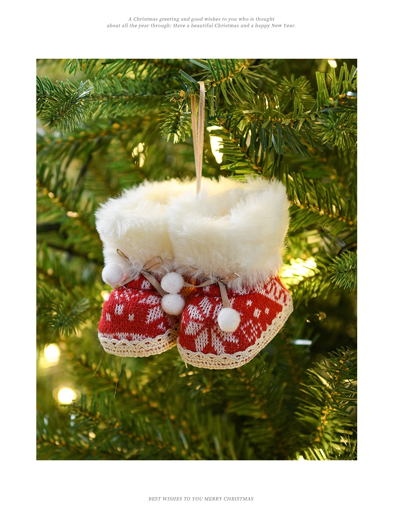 Red Cloth Christmas Small Boots Ornament