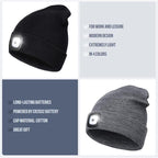 Unisex Winter Warm Knit Hat Head Torch Cap