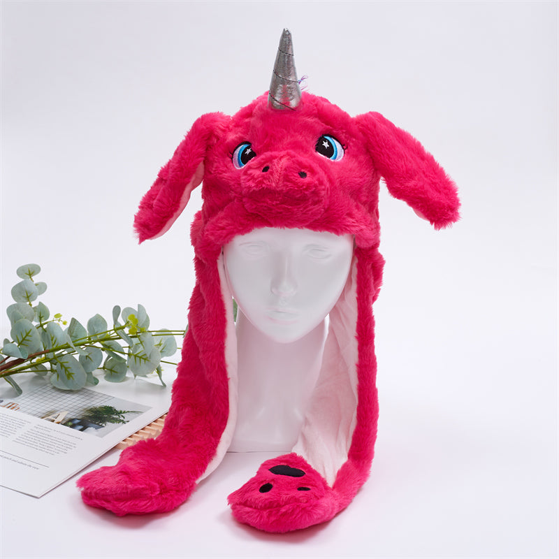 BunnyBounce Plush Hat with Moving Ears for Kids & Adults