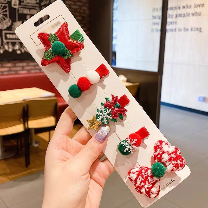 5 Pieces Christmas Hair Clips Set