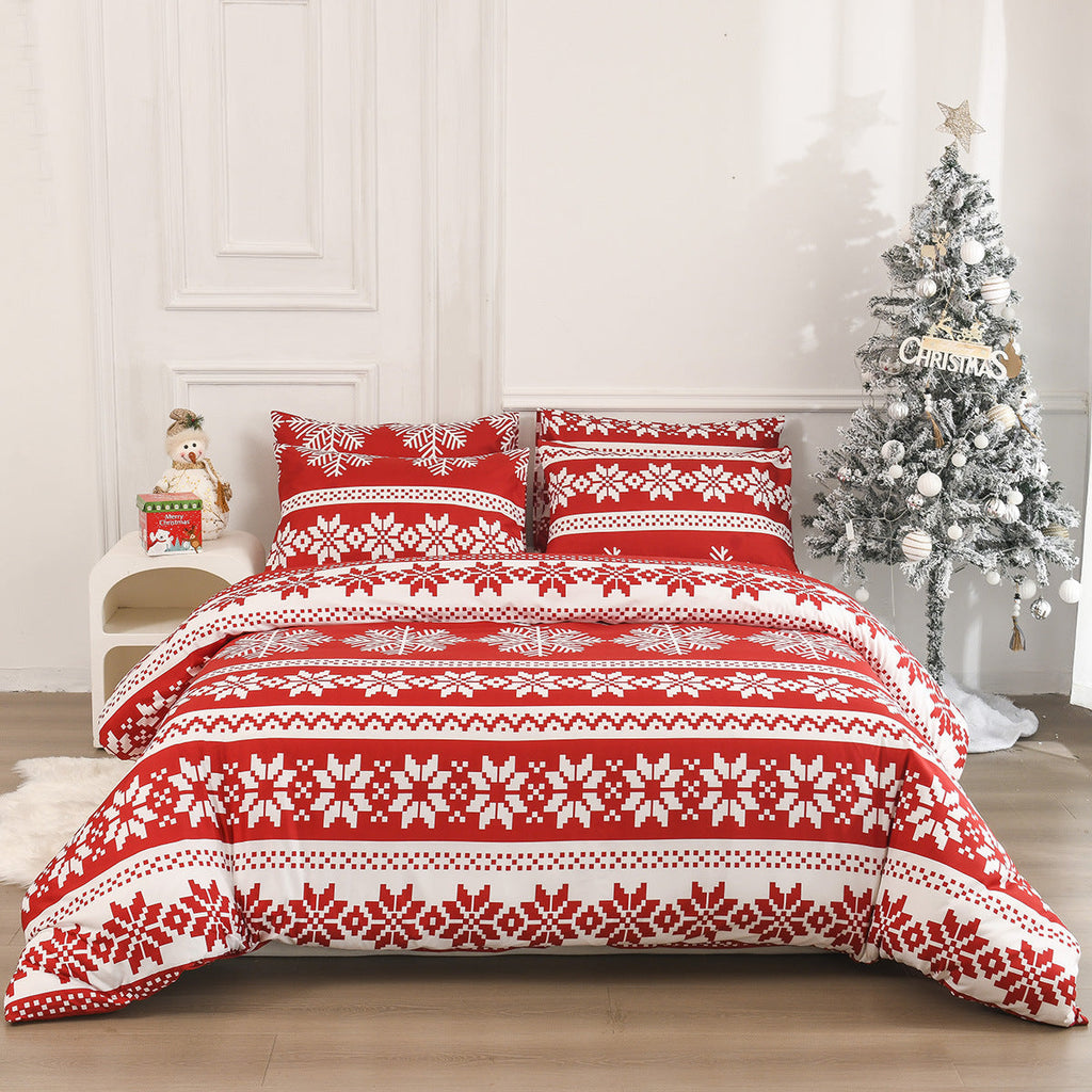Christmas Winter Sleepers Pattern Bed Three-piece Set