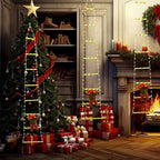 Animated Santa Claus climbing a ladder, LED Christmas decoration
