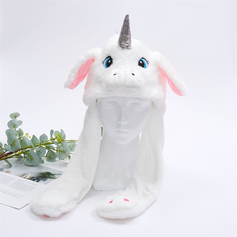 BunnyBounce Plush Hat with Moving Ears for Kids & Adults