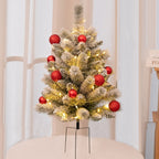 Christmas urn decoration with LED lights | Realistic pine branches & berries | Indoor and outdoor