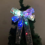 Large Printed Light Up Christmas Bow - Christmas Tree Hanging Decoration Light up Christmas Bows