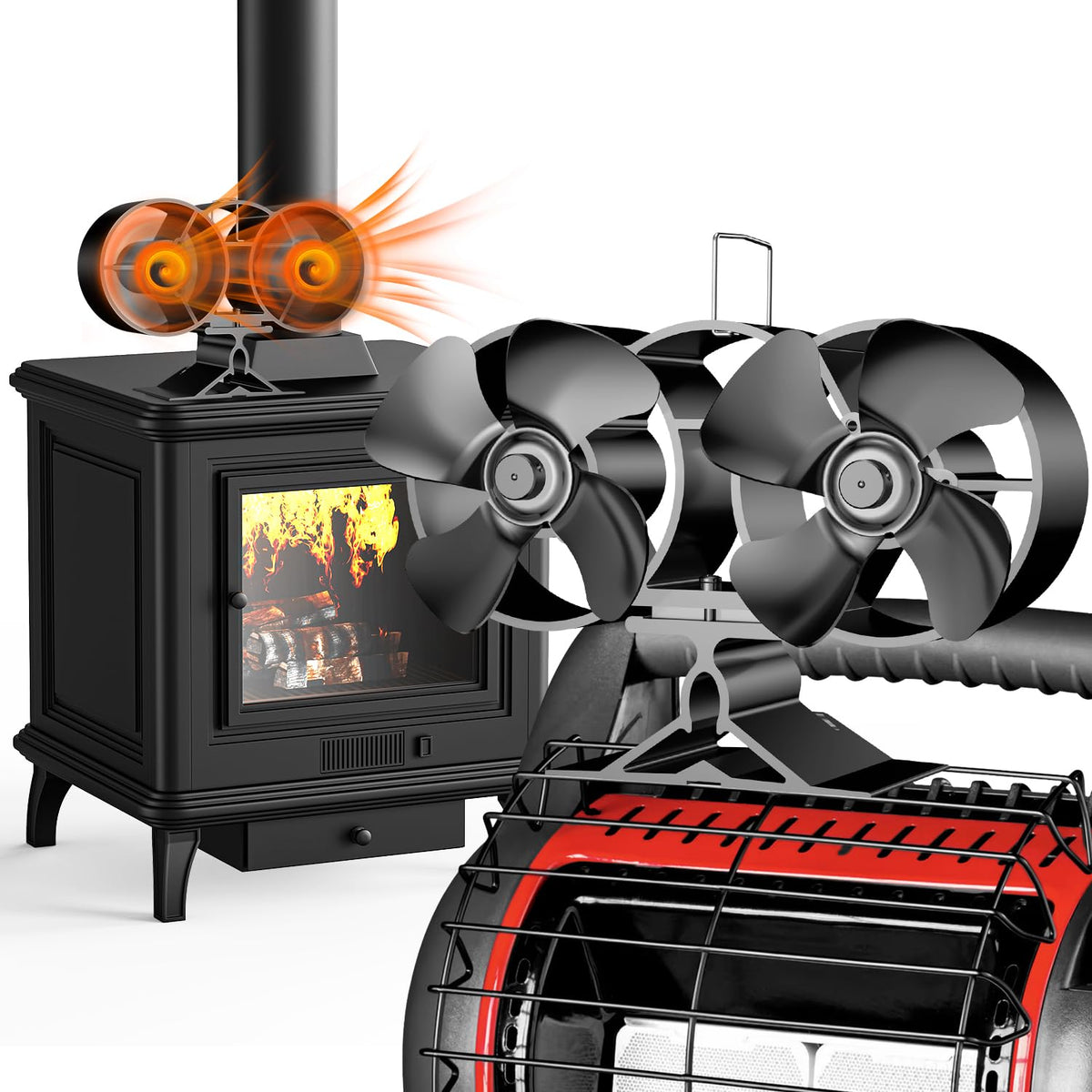 4 Blade Stove and Log Burner Fan for Wood/Fireplace