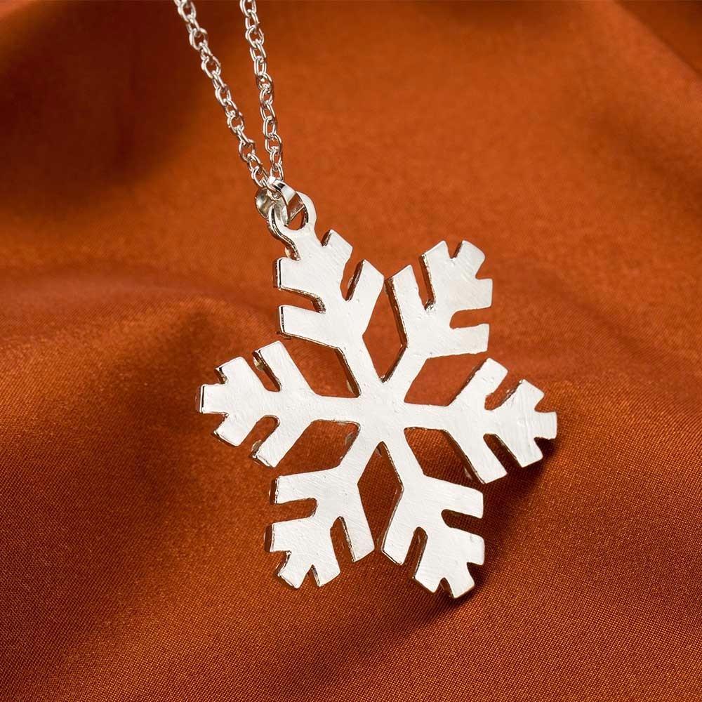 Luxury Shiny Rhinestone Snowflake Necklace Pendants Chain Long