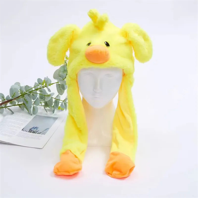 BunnyBounce Plush Hat with Moving Ears for Kids & Adults