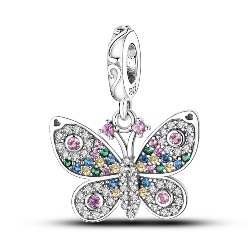 925 Silver Golden Leopard Charms Beads Colorful Chameleon Rhinoceros Lion Scarab Cat Pendant Compatible with Original Pandora Bracelet Jewelry