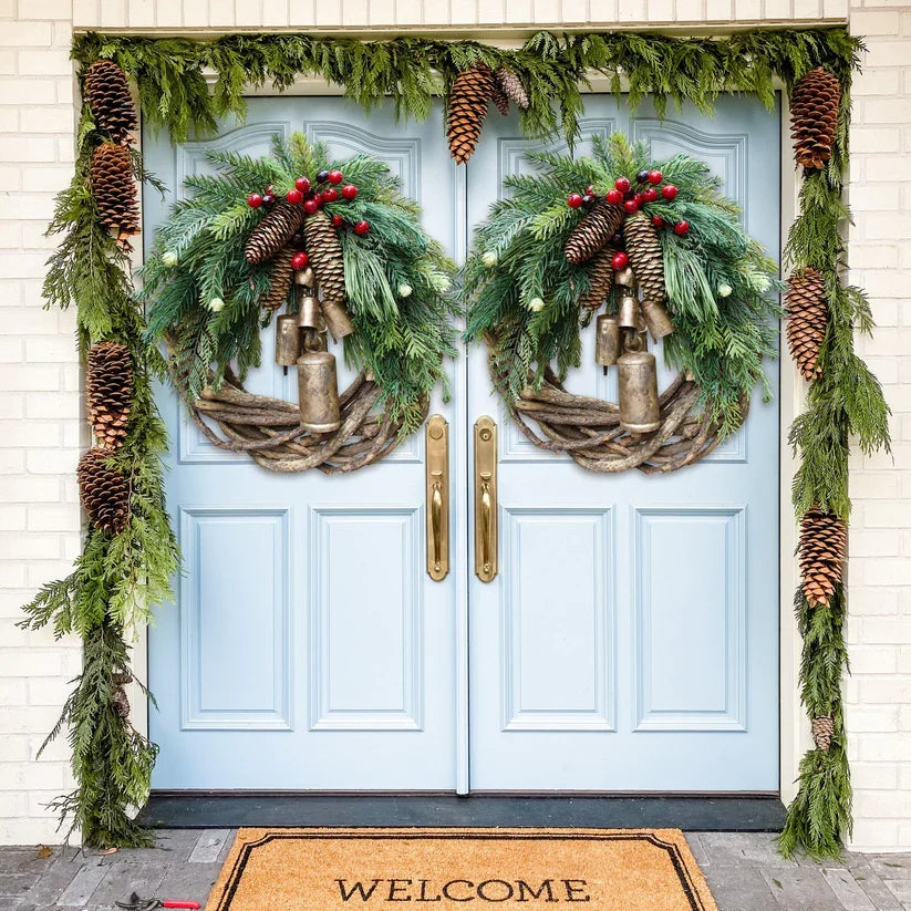 Boho Christmas wreath with bells | Door & wall decoration | Handmade