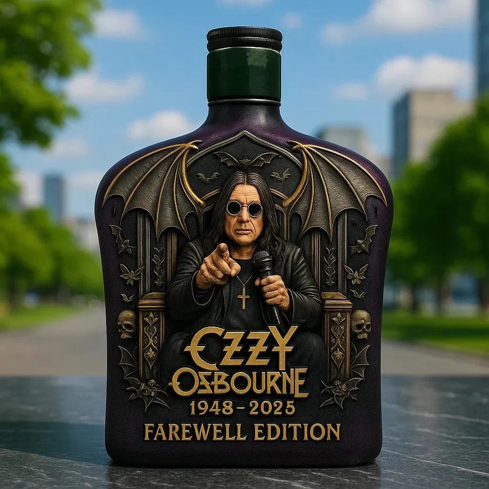 Ozzy Osbourne Embossed Glass Whiskey Bottle