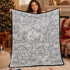 DIY Christmas Drawing Blanket with 24-Color Paint Markers – Customizable Plush Coloring Blanket