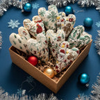 DIY embroidery set for heart-shaped Christmas decorations with fabric, thread, and needles