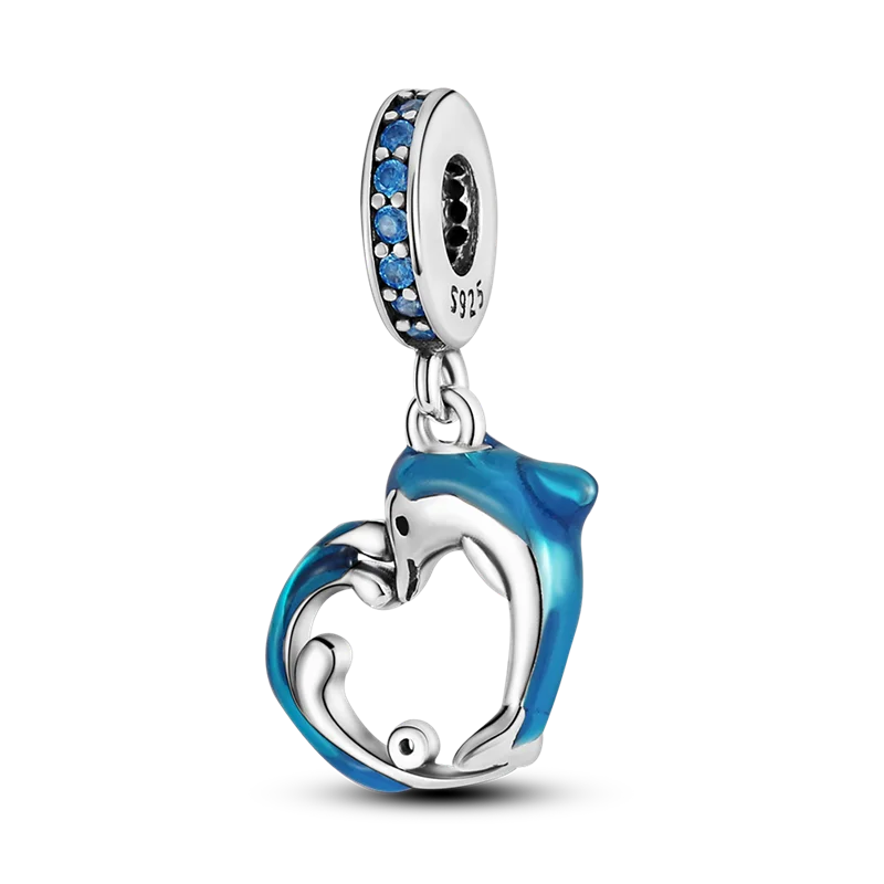 925 Silver Golden Leopard Charms Beads Colorful Chameleon Rhinoceros Lion Scarab Cat Pendant Compatible with Original Pandora Bracelet Jewelry