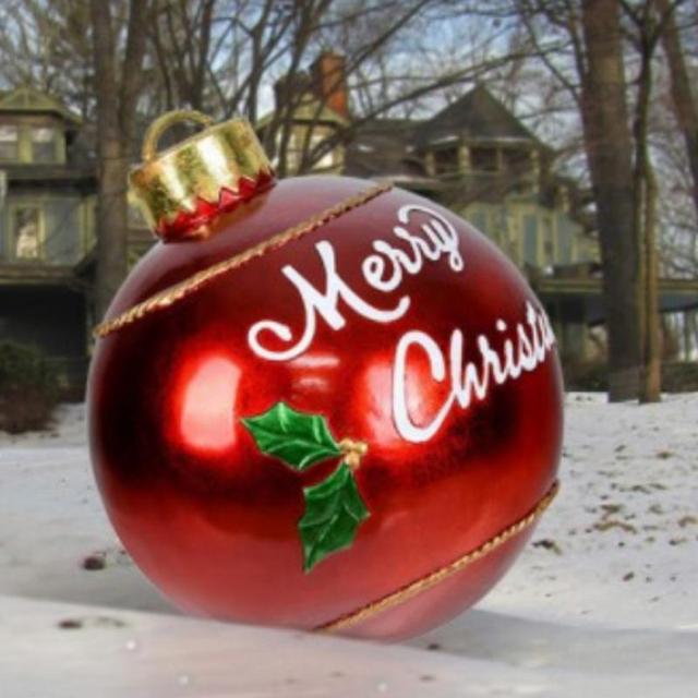 Giant Inflatable Christmas Ornament, 24 Inch Christmas Ball Outdoor Holiday Yard Lawn Porch Decor