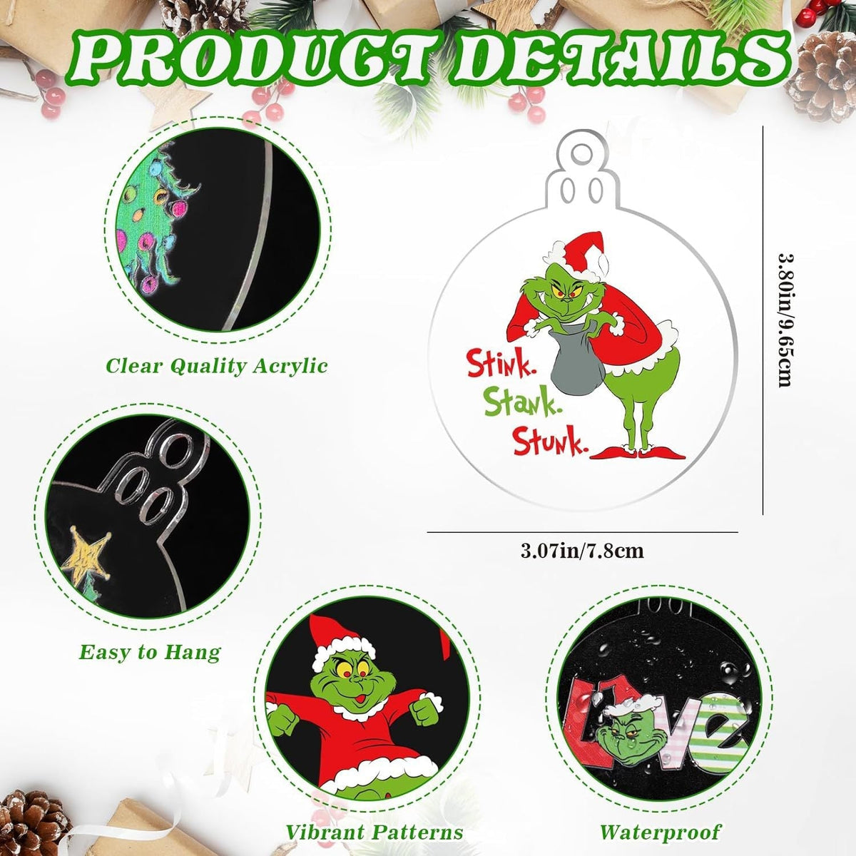 Grinch Acrylic Christmas Tree Ornament