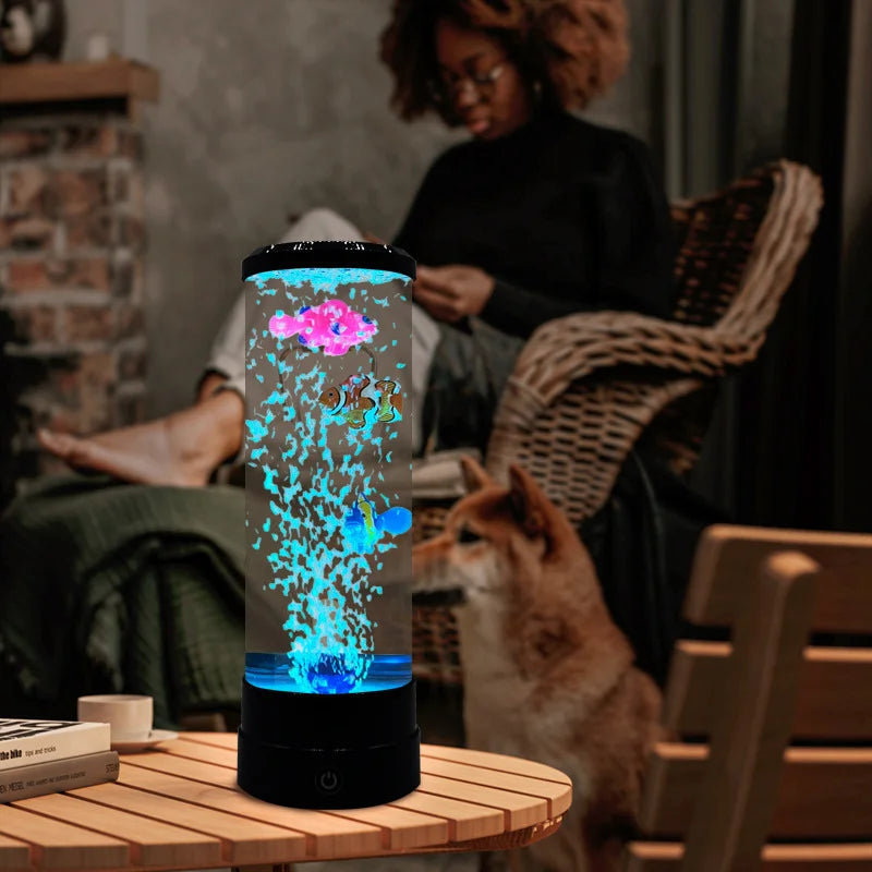 Simulated Led Colorful Large Bubble Fish Light Aquarium Tank Usb Night Light for Home Desk Bedroom Living Room