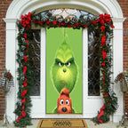 Christmas Door Cover | Fabric Front Door Decoration | Washable & Reusable | 91×203cm