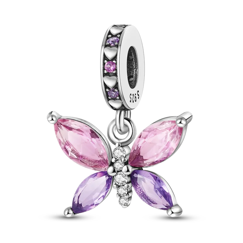 925 Silver Golden Leopard Charms Beads Colorful Chameleon Rhinoceros Lion Scarab Cat Pendant Compatible with Original Pandora Bracelet Jewelry