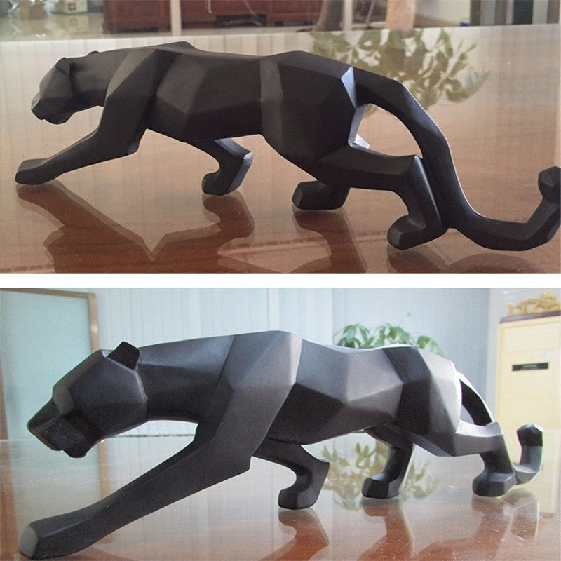 Modern Resin Geometric ack Panther Sculpture