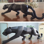 Modern Resin Geometric ack Panther Sculpture