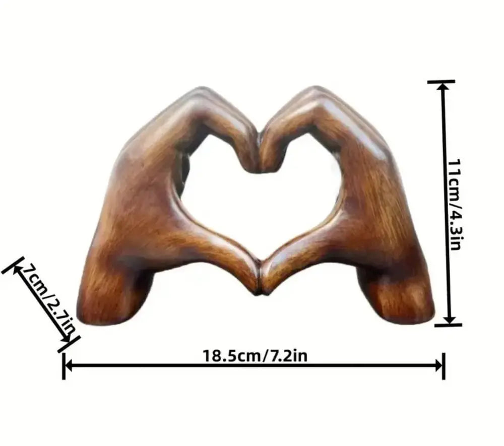 Handcrafted heart sculpture with modern wood grain