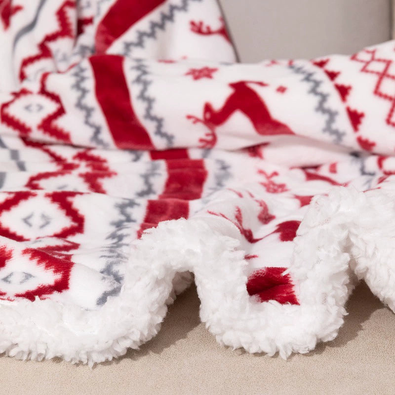 Christmas Double Layer Sherpa Flannel Blanket
