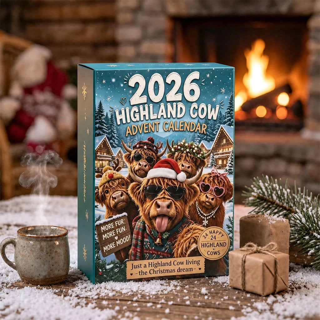 Scottish Highland Cow Christmas Advent Calendar 2026 - 24 Funny Figurines
