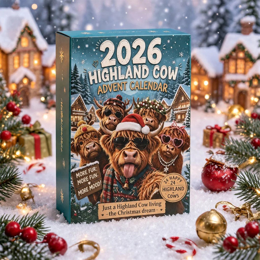 Scottish Highland Cow Christmas Advent Calendar 2026 - 24 Funny Figurines