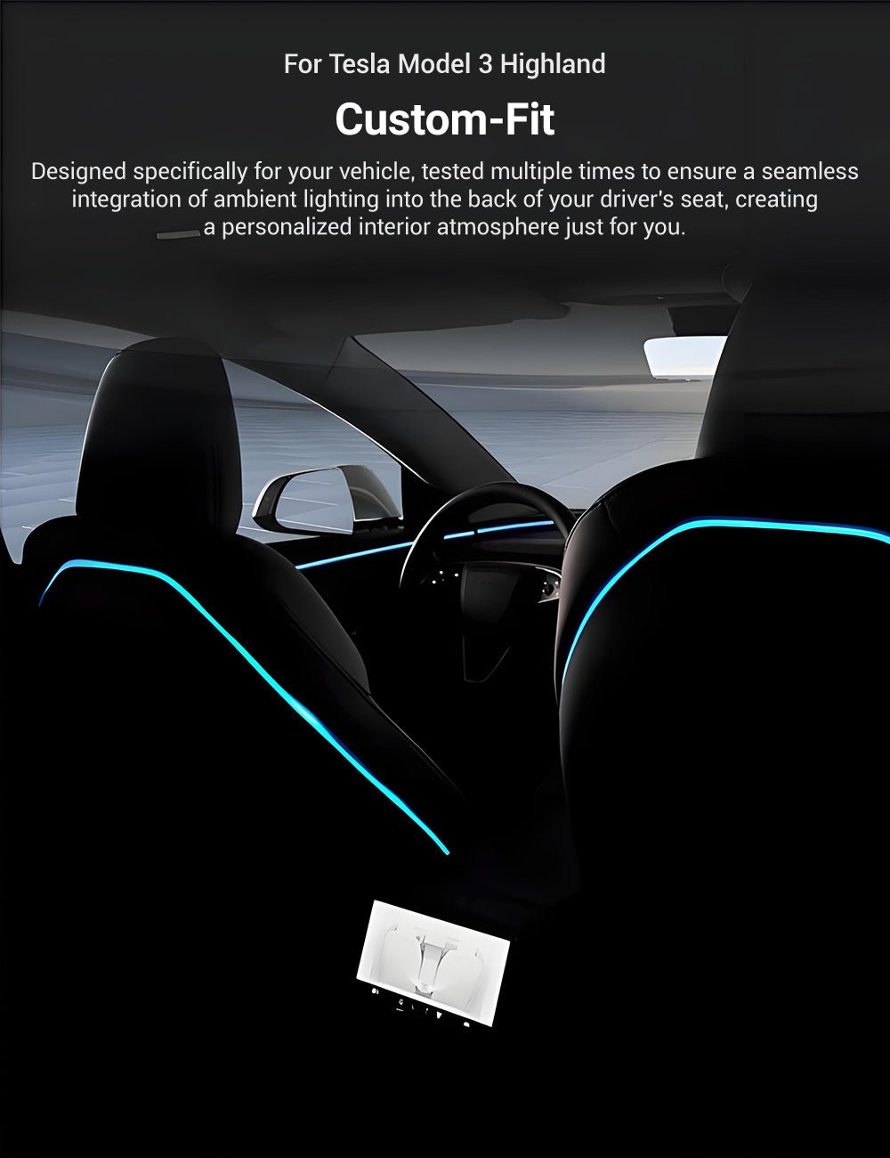 Seat Back Ambient Lighting for Model 3 Highland & Model Y Juniper (2PCS) | Miroken