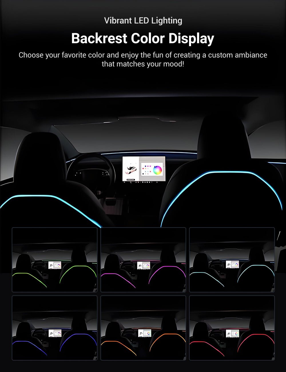 Seat Back Ambient Lighting for Model 3 Highland & Model Y Juniper (2PCS) | Miroken