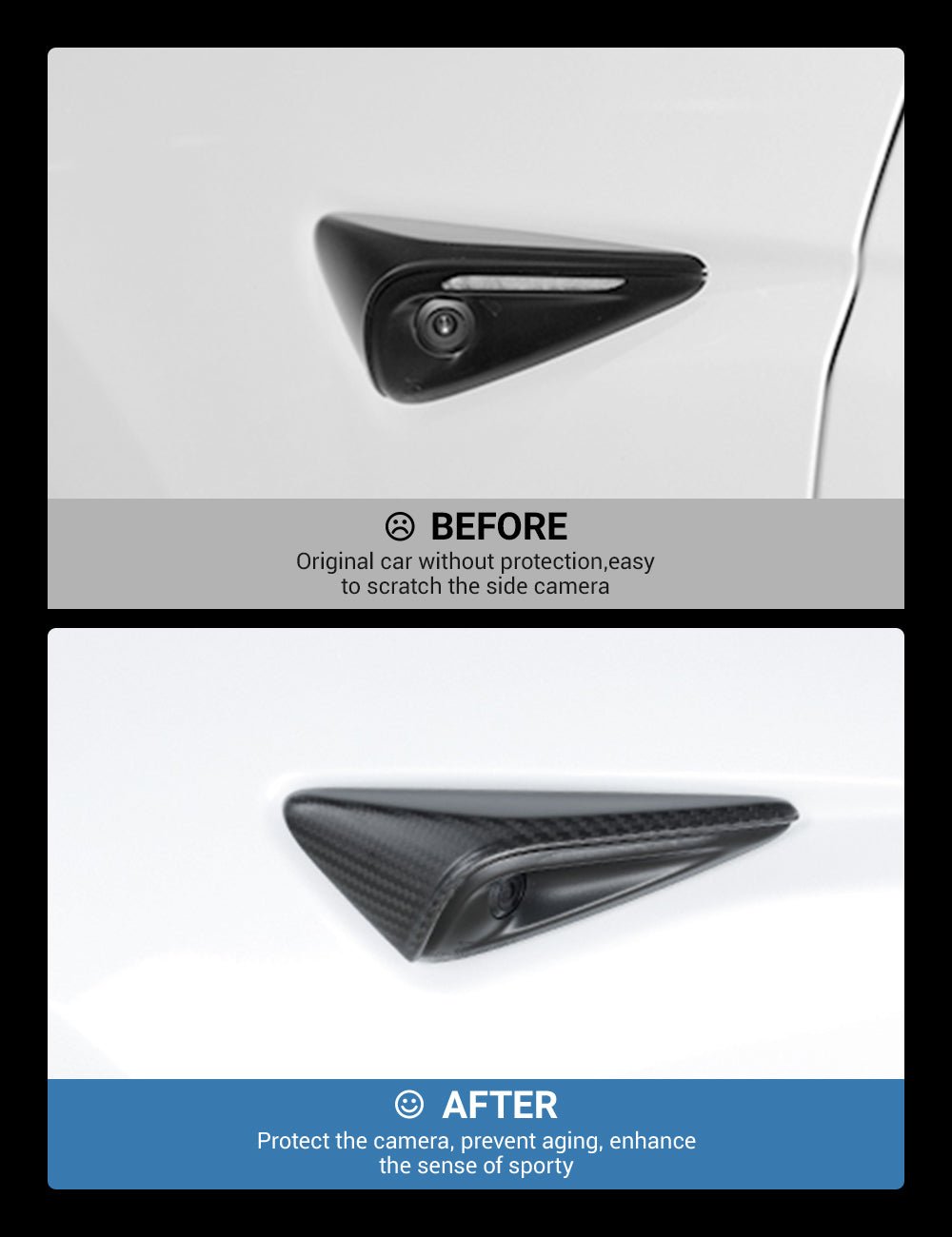 Side Camera Turn Signal Cover for Model 3/S/Y/X - Carbon Fiber Exterior Mods