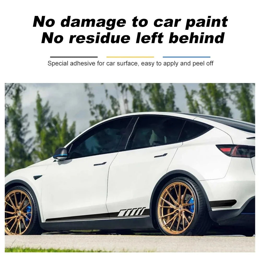 Side Skirt Decal DIY Sticker Side Body Racing Stripe Sticker For Tesla Model 3/Y/S/X