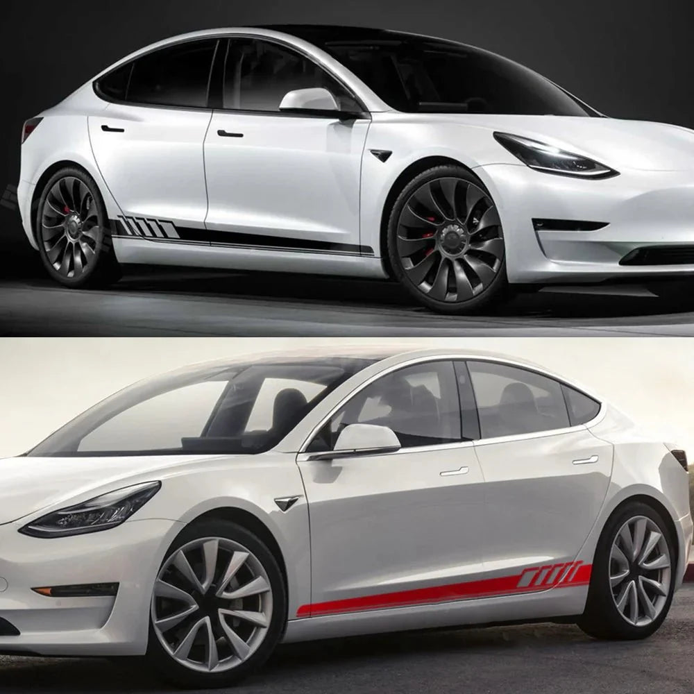 Side Skirt Decal DIY Sticker Side Body Racing Stripe Sticker For Tesla Model 3/Y/S/X