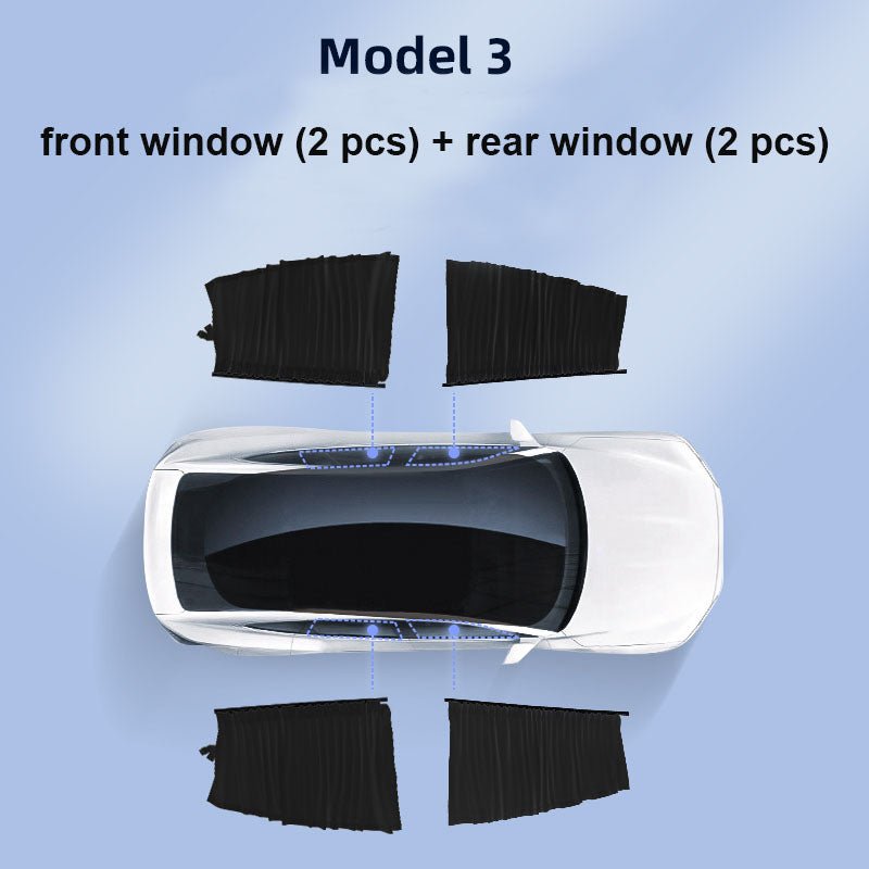 Side Window Track Slide Privacy Curtain Sunshade for Tesla Model 3/Y