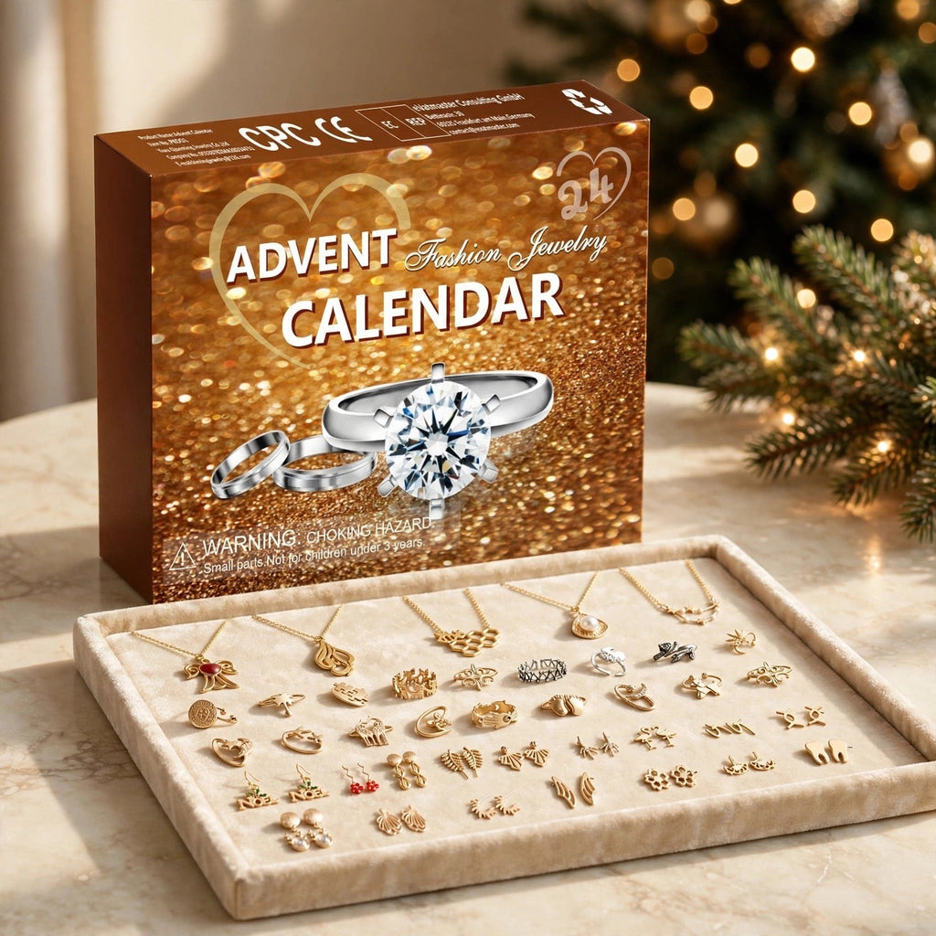 Jewelry Advent Calendar 2026 - 24 Gold-Colored Necklaces, Rings and Earrings