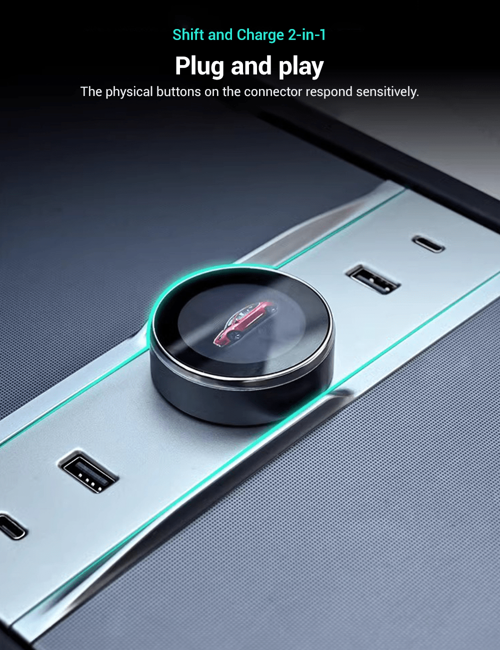 Rotating Gear Shift Knob Dock for Model 3 Highland/Model Y Juniper | Ergonomic Design