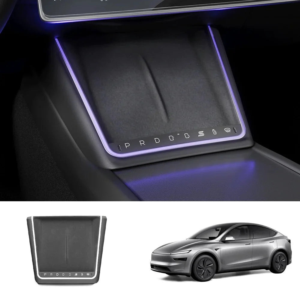 Smart Touch Center Console Wireless Charging Dock with Ambient Light Sync for Tesla Model Y Juniper 2025+ / Model 3 Highland 2024+