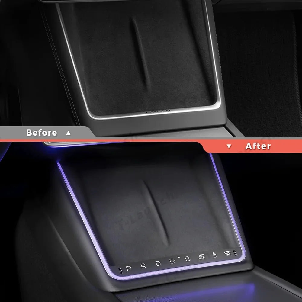 Smart Touch Center Console Wireless Charging Dock with Ambient Light Sync for Tesla Model Y Juniper 2025+ / Model 3 Highland 2024+