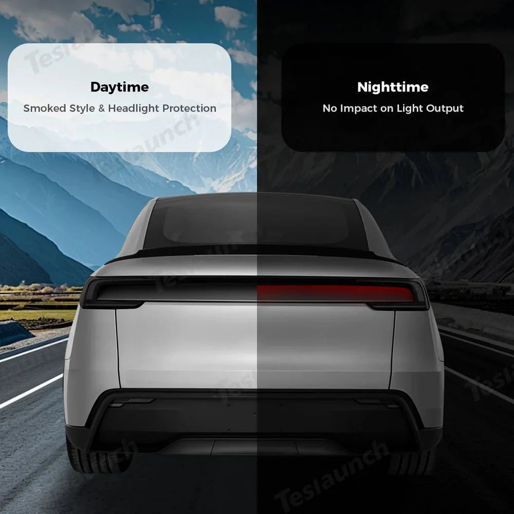 Smoked Tint TPU Headlight and Taillight Protection Film for Tesla Model Y Juniper 2025+